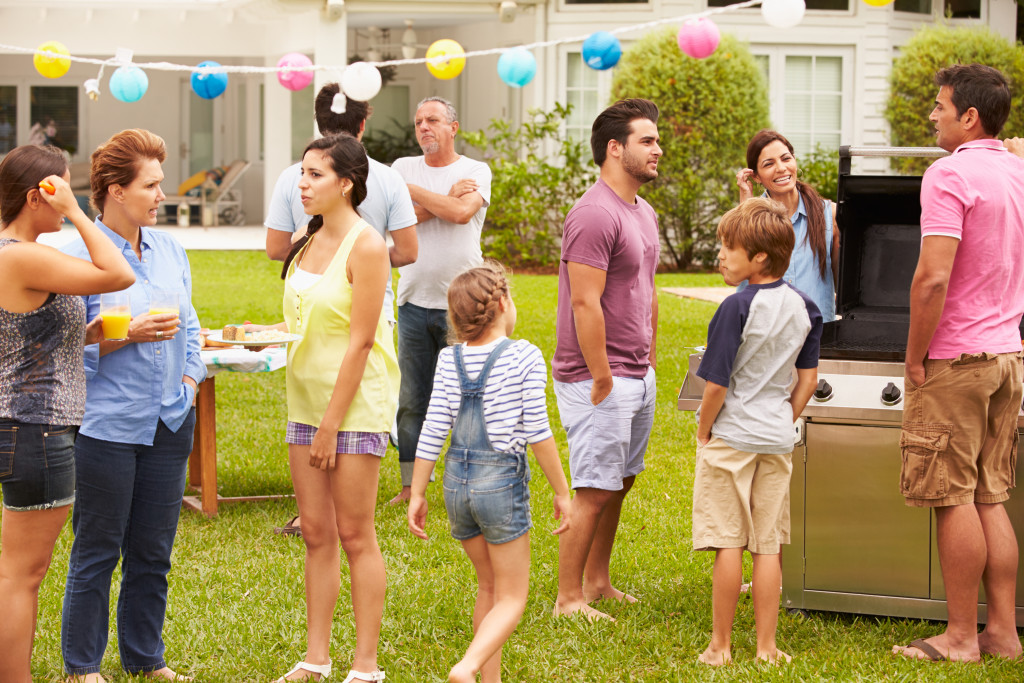 A big family having a backyard party